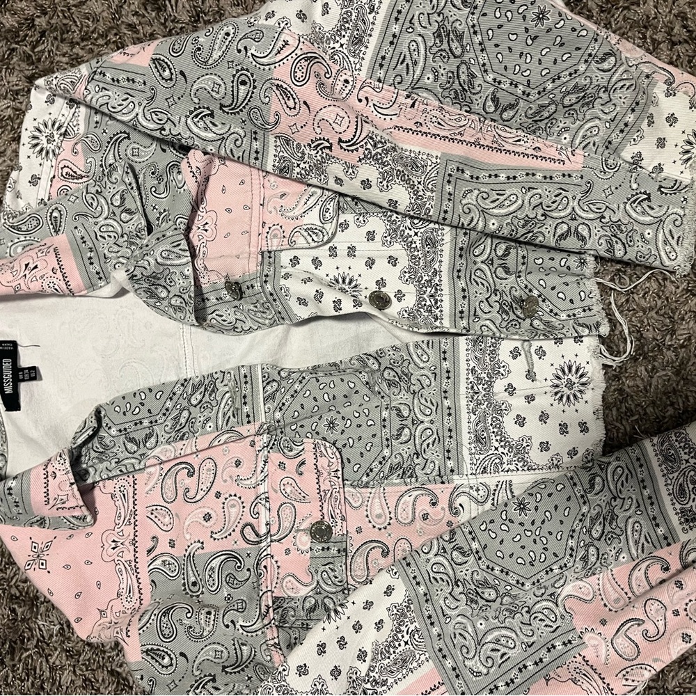 Bandana pattern jean jacket